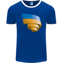 Curled Ukraine Flag Ukrainian Day Football Mens Ringer T-Shirt FotL Royal Blue/White