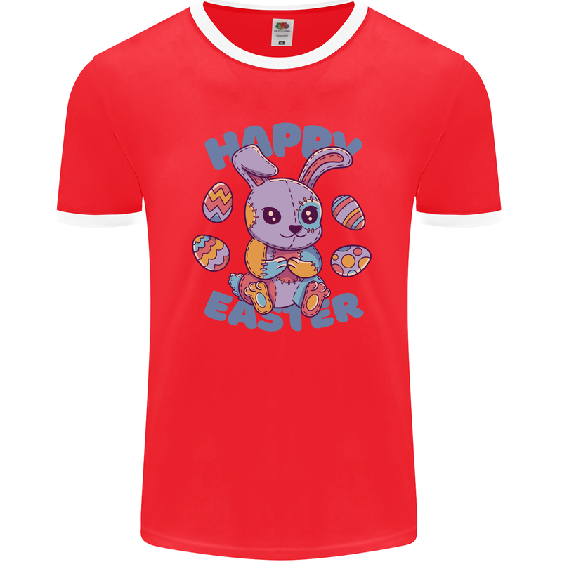 Happy Easter Bunny Mens Ringer T-Shirt FotL Red/White