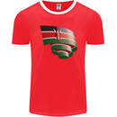 Curled Kenya Flag Kenyan Day Football Mens Ringer T-Shirt FotL Red/White