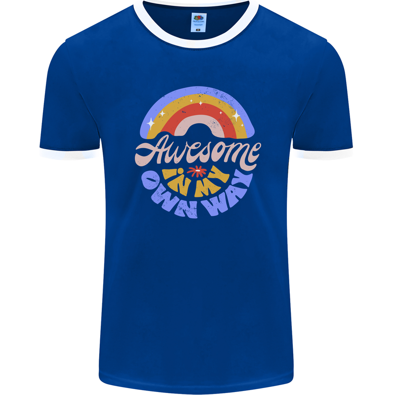 Awesome in My Own Way Different Autistic Mens Ringer T-Shirt FotL Royal Blue/White