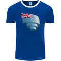 Curled Tuvalu Flag Tuvaluan Day Football Mens Ringer T-Shirt FotL Royal Blue/White