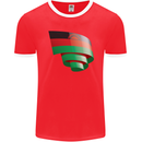Curled Malawi Flag Malawian Day Football Mens Ringer T-Shirt FotL Red/White