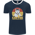 Coffee Because Murder is Wrong Funny Dog Mens Ringer T-Shirt FotL Navy Blue/White