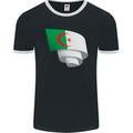 Curled Algeria Flag Algerian Day Football Mens Ringer T-Shirt FotL Black/White