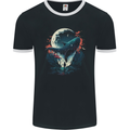 A Fantasy Whale & Moon Alien Mystic Mens Ringer T-Shirt FotL Black/White