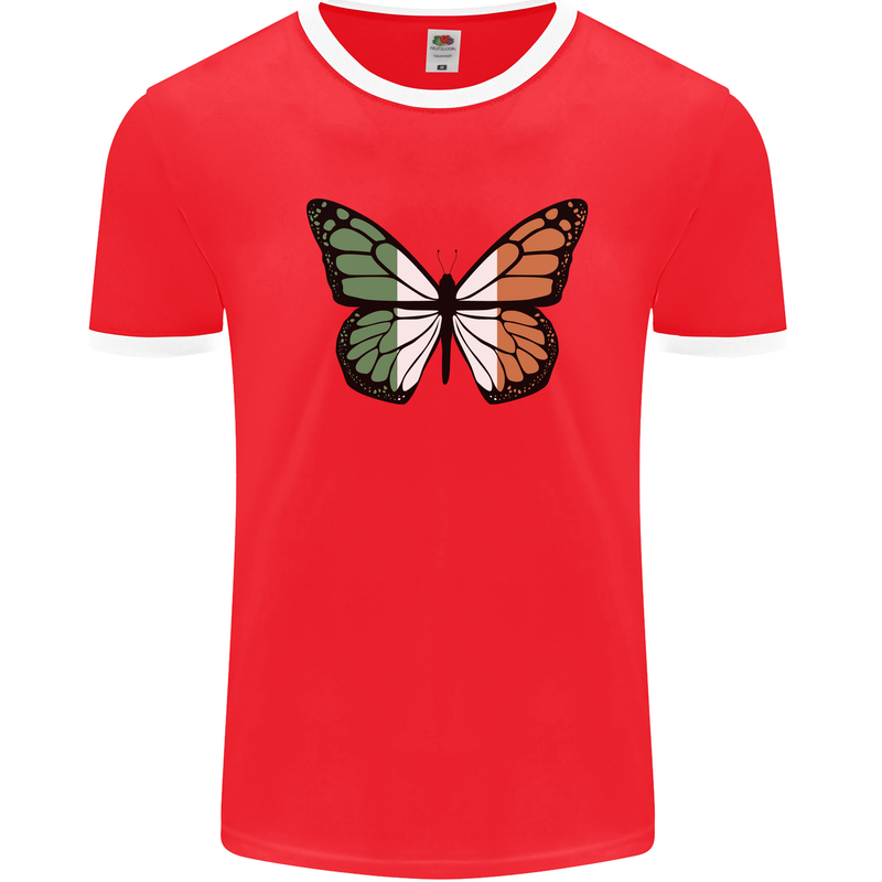 Irish Butterfly Ireland Ire Mens Ringer T-Shirt Red/White