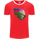 Curled Azerbaijan Flag Azerbaijani Day Football Mens Ringer T-Shirt FotL Red/White