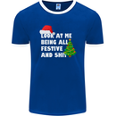 Bah Humbug Festive & Sh!t Christmas Xmas Mens Ringer T-Shirt FotL Royal Blue/White