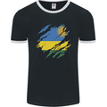 Torn Rwanda Flag Rwandan Day Football Mens Ringer T-Shirt FotL Black/White