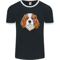 A Colourful King Charles Spaniel Dog Mens Ringer T-Shirt FotL Black/White