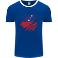 Torn Samoa Flag Samoan Day Football Mens Ringer T-Shirt FotL Royal Blue/White