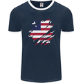 Torn Liberia Flag Liberian Day Football Mens Ringer T-Shirt FotL Navy Blue/White