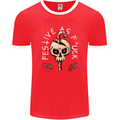 Christmas Festive as F#ck Offensive Bah Humbug Mens Ringer T-Shirt FotL Red/White