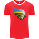 Curled Rwanda Flag Rwandan Day Football Mens Ringer T-Shirt FotL Red/White