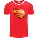 Curled Spain Flag Spanish Day Football Mens Ringer T-Shirt FotL Red/White