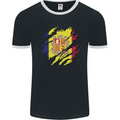 Torn Andorra Flag Andorran Day Football Mens Ringer T-Shirt FotL Black/White