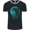 Santa Muerte Day of the Dead Skull Fantasy Mens Ringer T-Shirt FotL Black/White
