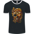 Steampunk Skull Mens Ringer T-Shirt FotL Black/White