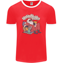 Christmas Stoned Santa Funny Weed Bong Mens Ringer T-Shirt FotL Red/White