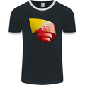 Curled Bhutan Flag Bhutanese Day Football Mens Ringer T-Shirt FotL Black/White