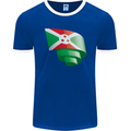 Curled Burundi Flag Burundians Day Football Mens Ringer T-Shirt FotL Royal Blue/White