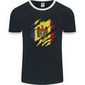 Torn Moldova Flag Moldovan Day Football Mens Ringer T-Shirt FotL Black/White