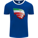 Curled Iran Flag Iranian Day Football Mens Ringer T-Shirt FotL Royal Blue/White