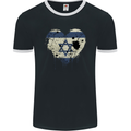 Love Israel Flag Israeli Day Football Mens Ringer T-Shirt FotL Black/White