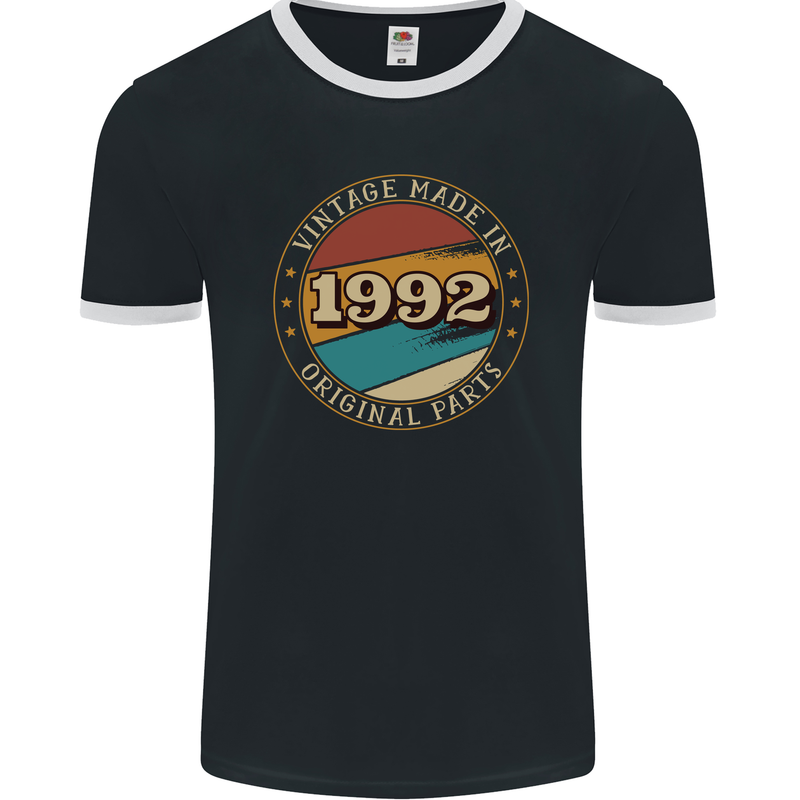 31st Birthday  Vintage Made In 1992 Mens Ringer T-Shirt FotL Black/White