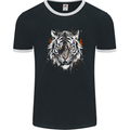 White Siberian Tiger Mens Ringer T-Shirt FotL Black/White