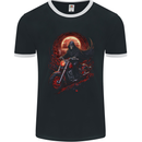 Skull Biker Motorcycle Motorbike Grim Reaper 6 Mens Ringer T-Shirt FotL Black/White