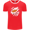 Torn Cyprus Flag Cypriot Day Football Mens Ringer T-Shirt FotL Red/White