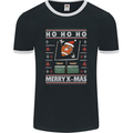 Christmas American Football Xmas Mens Ringer T-Shirt FotL Black/White