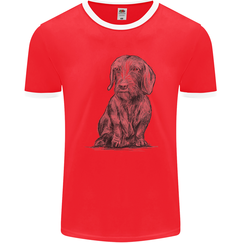A Dachshund Dog Mens Ringer T-Shirt Red/White