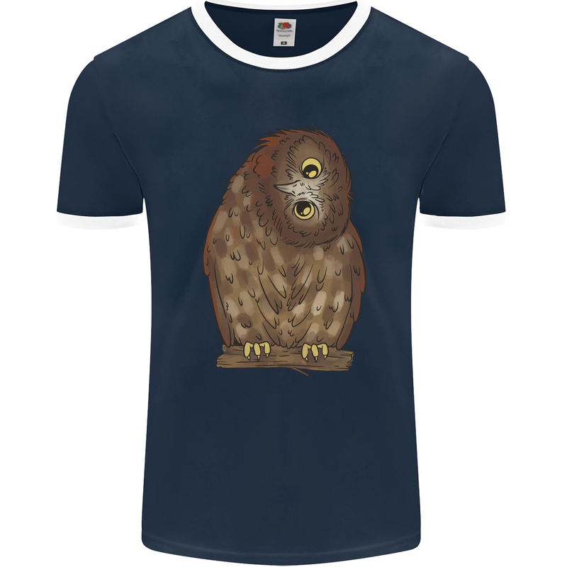 A Funny Owl Mens Ringer T-Shirt FotL Navy Blue/White