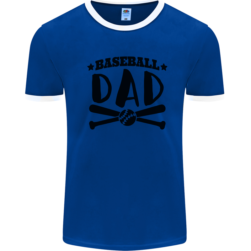 Fathers Day Baseball Dad Funny Mens Ringer T-Shirt Royal Blue/White