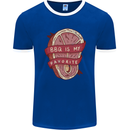 BBQ is My Favourite Funny Steak Grill Braai Mens Ringer T-Shirt FotL Royal Blue/White