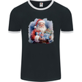 Traditional Santa Christmas Design Xmas Mens Ringer T-Shirt FotL Black/White