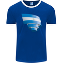 Curled Nicaragua Flag Nicaraguan Day Football Mens Ringer T-Shirt FotL Royal Blue/White