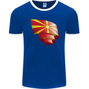 Curled Macedonia Flag Macedonian Day Football Mens Ringer T-Shirt FotL Royal Blue/White