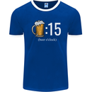 Beer O'Clock Funny Alcohol Mens Ringer T-Shirt FotL Royal Blue/White
