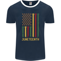Juneteenth Emancipation Day USA Flag Mens Ringer T-Shirt FotL Navy Blue/White