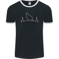 Quail Bird ECG Mens Ringer T-Shirt FotL Black/White