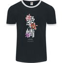 Japanese Flowers Quote Japan Love Mens Ringer T-Shirt FotL Black/White