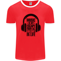 Music Is My Escape From B/S in Life Rock Mens Ringer T-Shirt Red/White