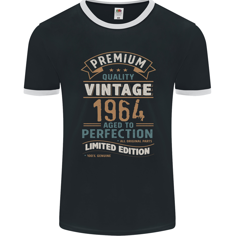 Premium Vintage 59th Birthday 1964 Mens Ringer T-Shirt FotL Black/White