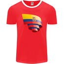 Curled Ecuador Flag Ecuadorian Day Football Mens Ringer T-Shirt FotL Red/White