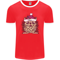 Christmas Hedgehog Wearing an Xmas Hat Mens Ringer T-Shirt FotL Red/White