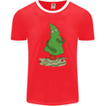 Naked Christmas Tree Funny Rude Xmas Naturist Mens Ringer T-Shirt FotL Red/White