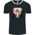 Japanese Tori Gate and Sunset Garden Mens Ringer T-Shirt FotL Black/White